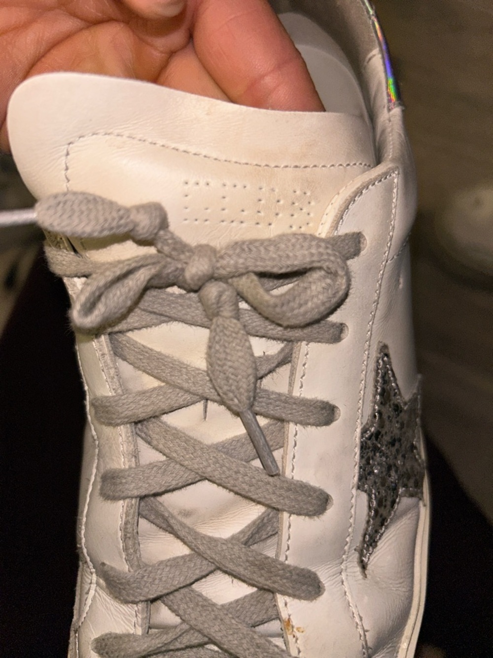 Golden Goose Hi Star White Leather Glitter Star Mirror Heel Shoes Sneakers Sz 39 - Picture 7 of 9